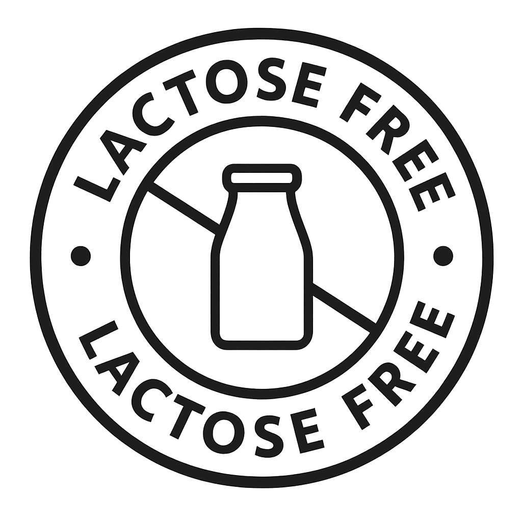 Icono circular que indica que el producto es libre de lactosa